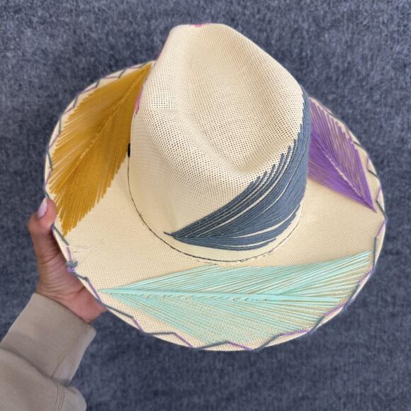 Summer Romero Hat Straw Panama Wide Brim Multicolor Embroidered Boho main image 3